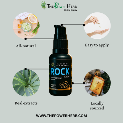 Rock On Enlargement Oil for Men – Ayurvedic Massage Oil for Bigger, Harder & Stronger Performance | Hakeem Ji Dawakhana | THE POWER HERB